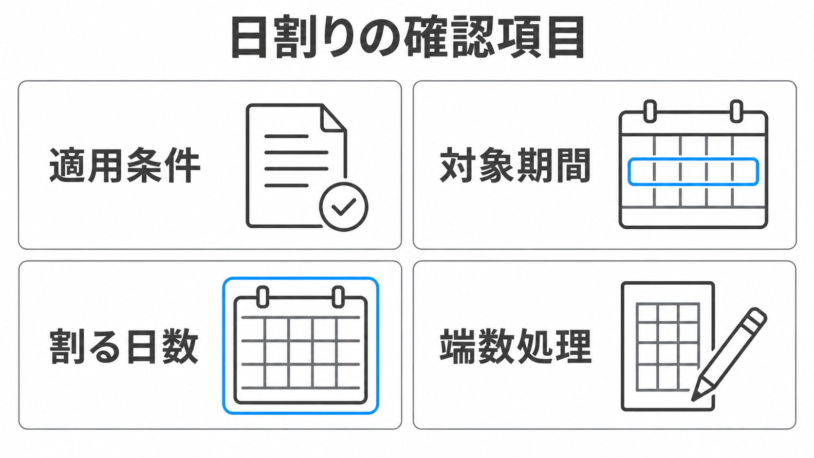 日割りの適用条件と計算条件