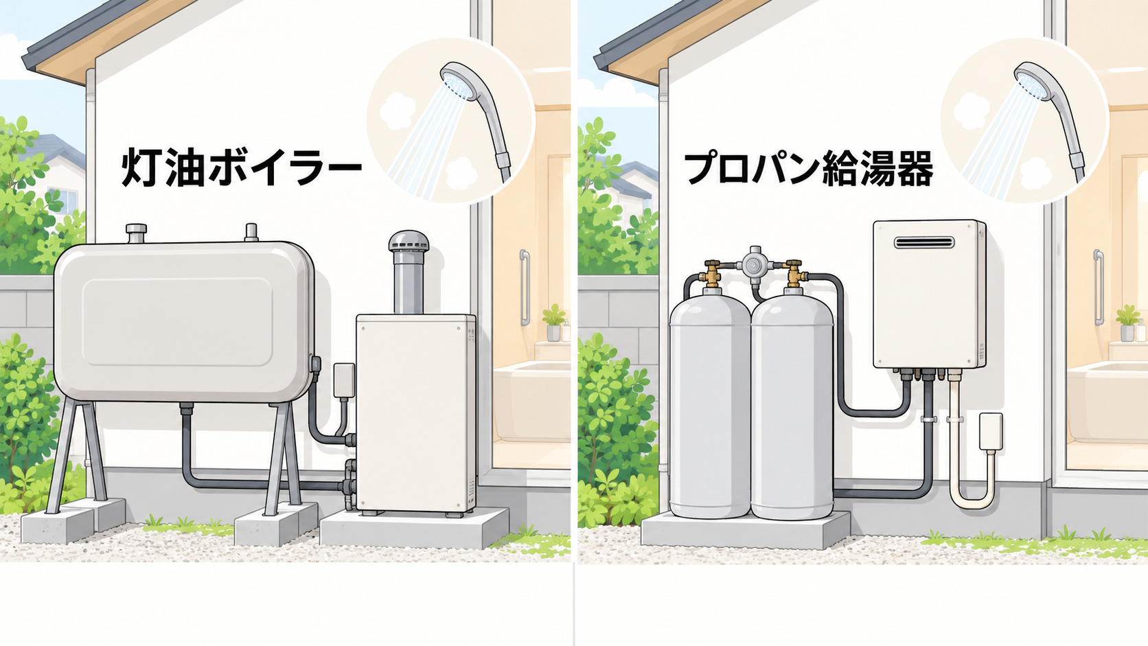 灯油ボイラーとプロパン給湯器