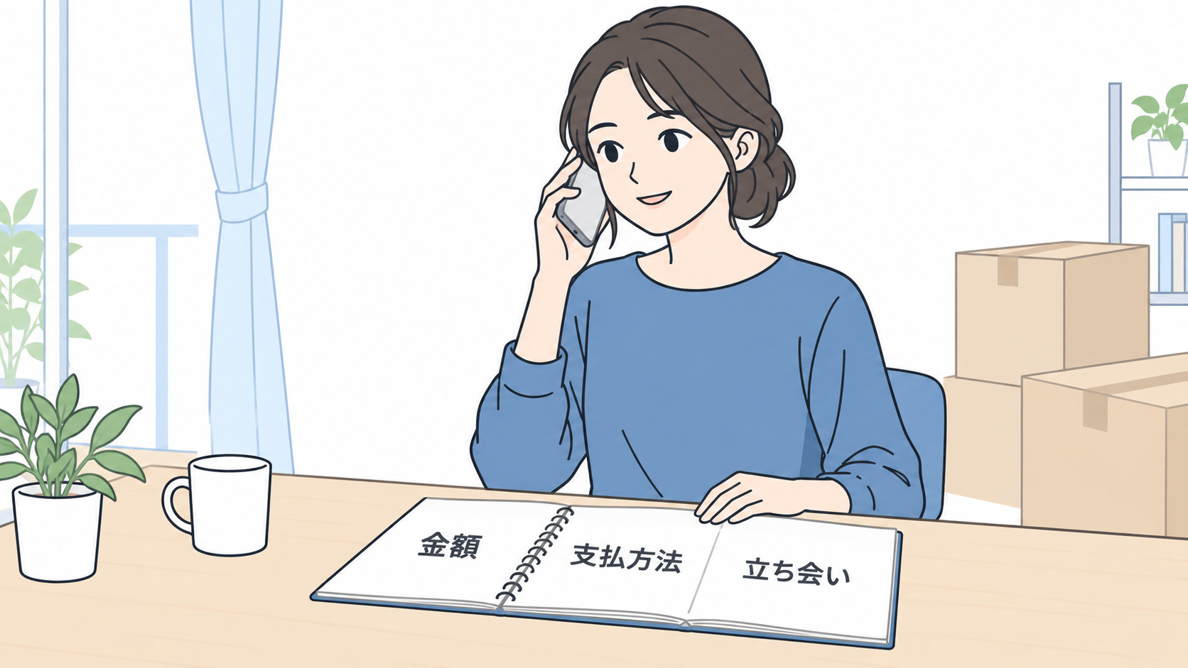 引っ越し前にガス会社へ閉栓を予約する様子