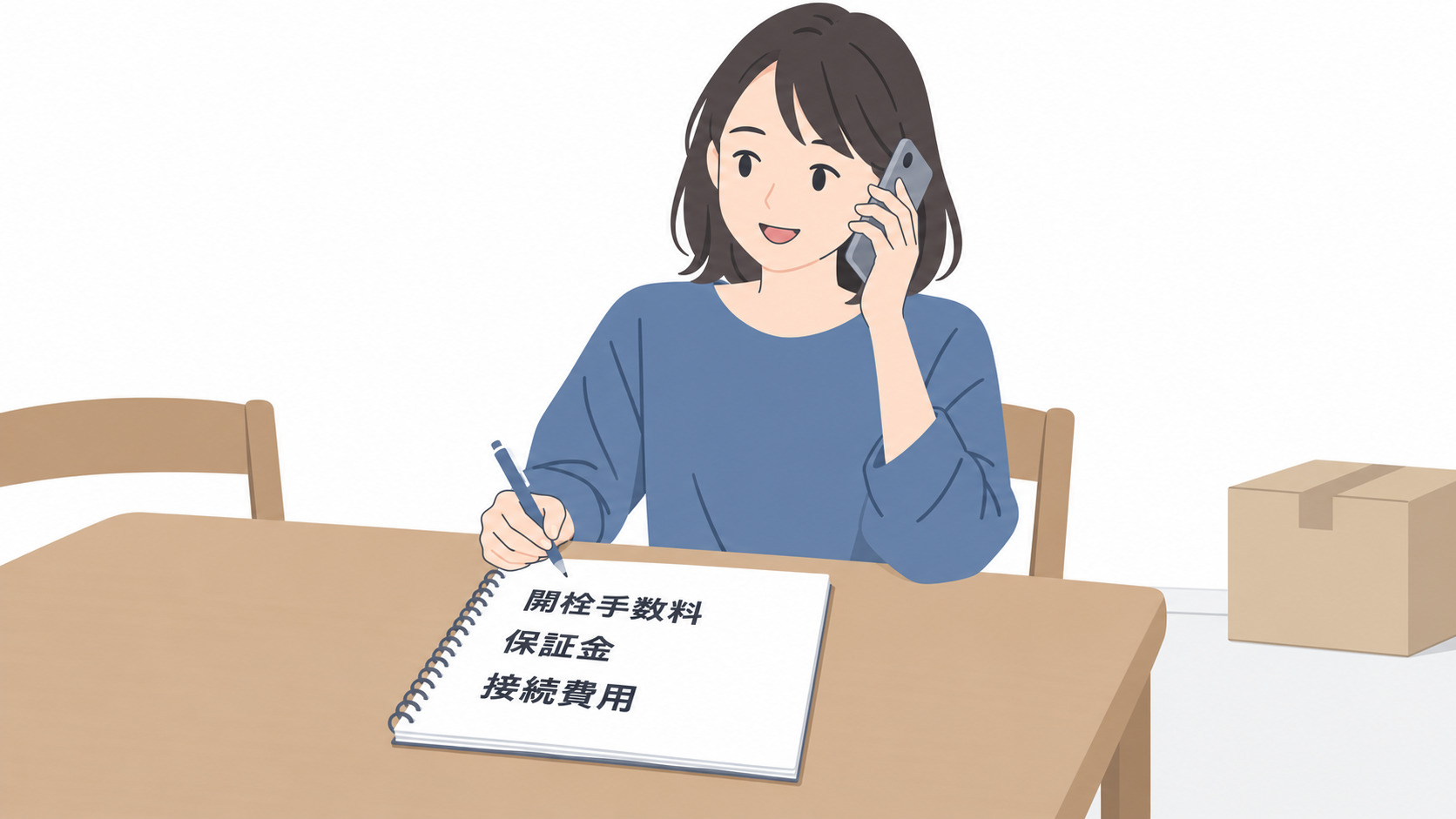 予約の電話で開栓当日の費用を聞く入居者
