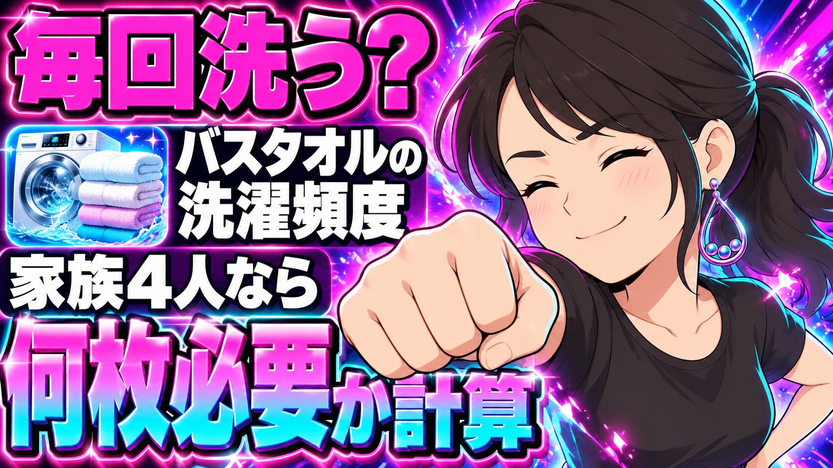 バスタオルの洗濯頻度は？毎回洗うなら家族4人で何枚必要？