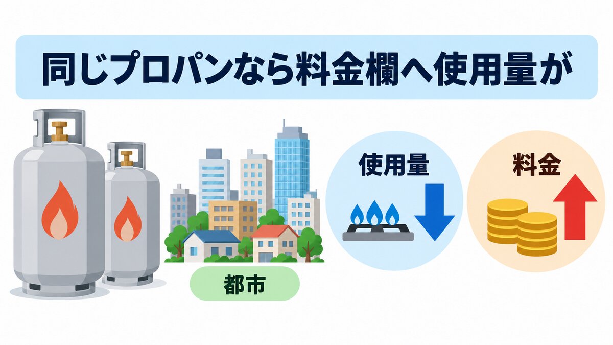同じプロパンなら請求期間・従量単価・基本料金・設備料金を確認する手順図
