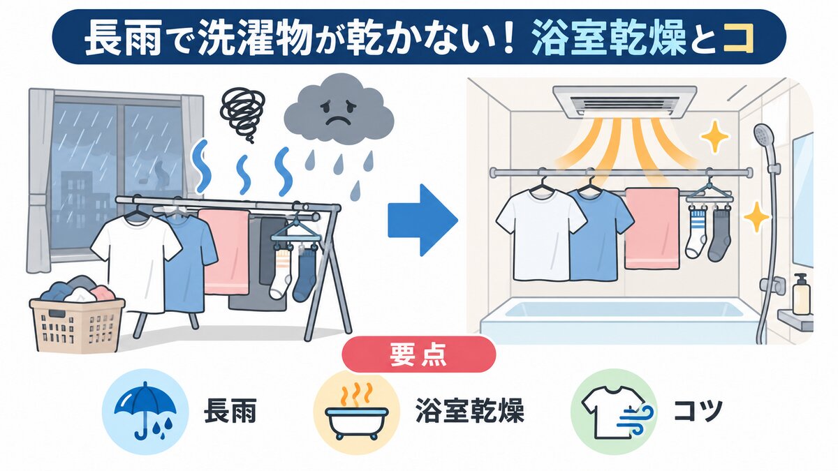 部屋干しの配置：サーキュレーターの風と除湿機の吸排気