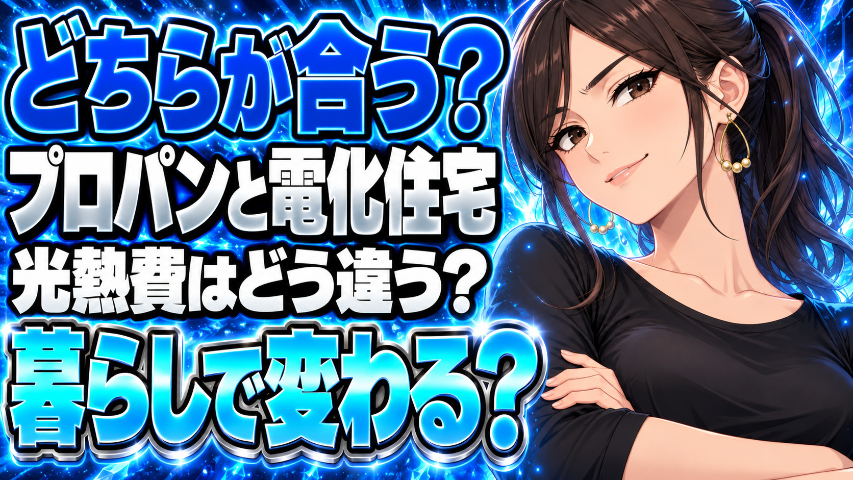 プロパンガスとオール電化の料金節約やメリットなど徹底比較！について説明する女性
