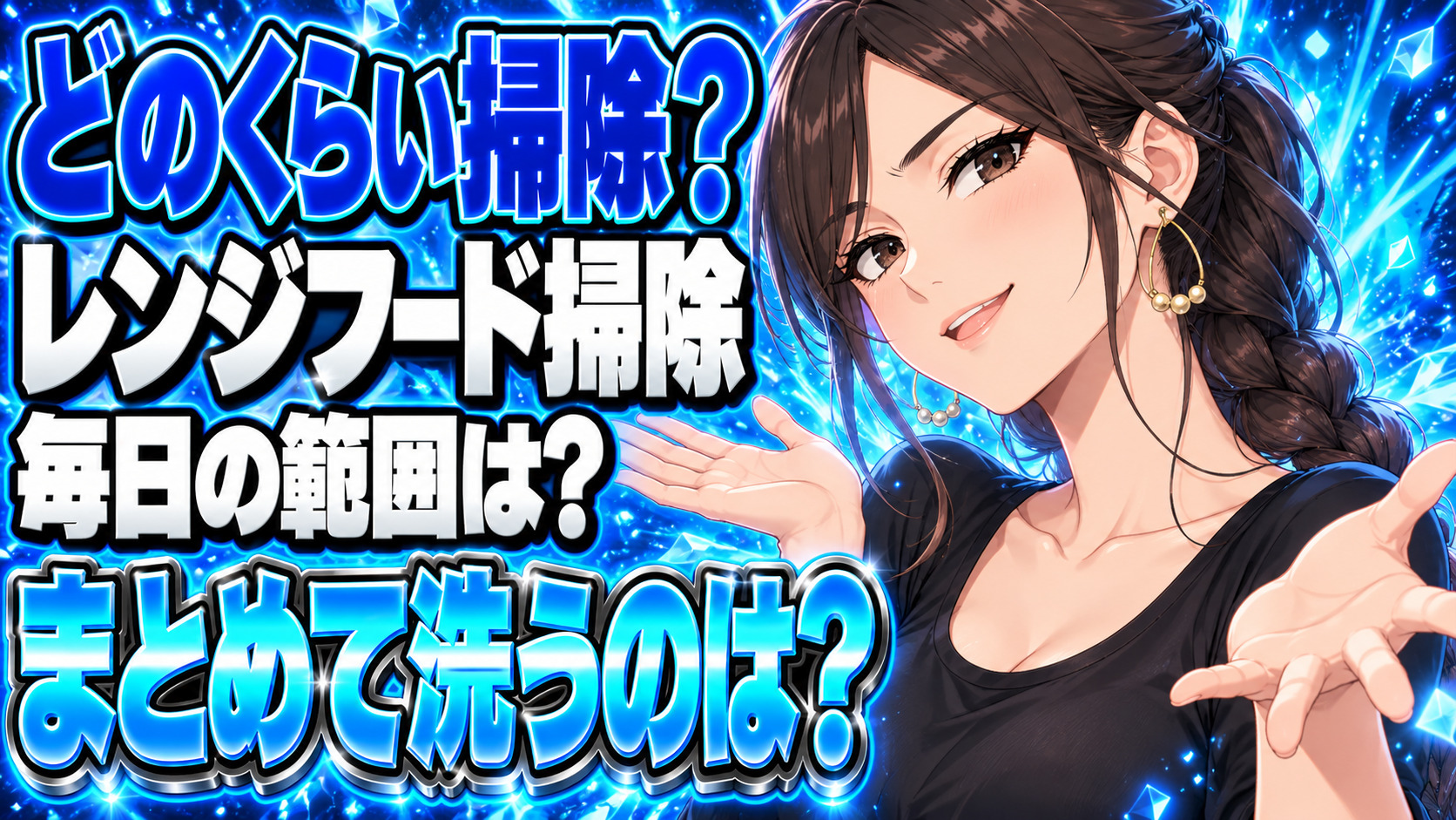 レンジフード掃除の頻度、月1だけ？毎日拭くのはどこ？について説明する女性