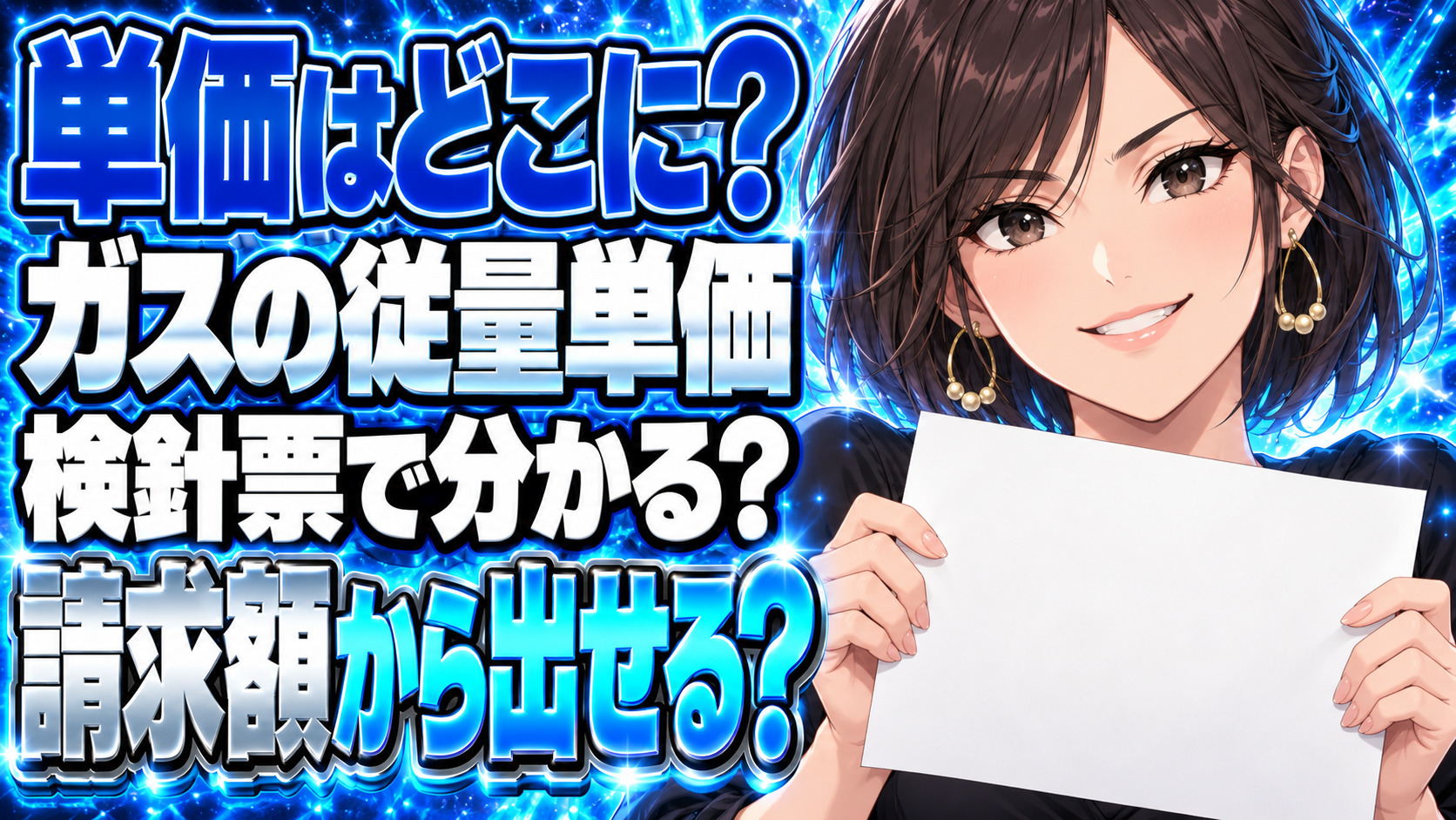 プロパンガスの従量単価、検針票にない？請求額から円/m³を出せるについて説明する女性