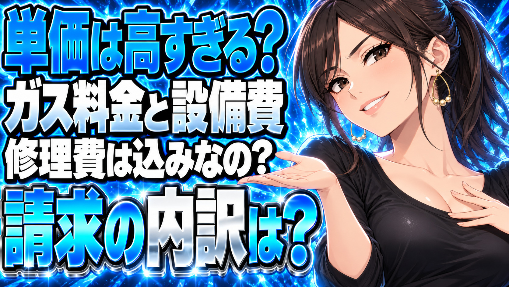 プロパンガスの単価が高すぎる？設備0円なのに修理費込みって何？について説明する女性
