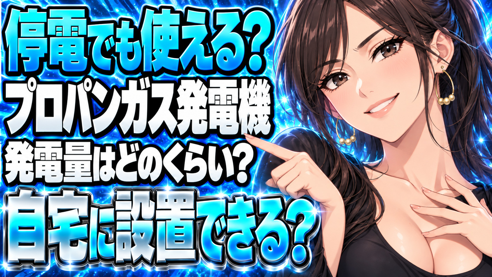 プロパンガス発電機をチェック！災害時の停電でも自宅で電気を作る方法について説明する女性