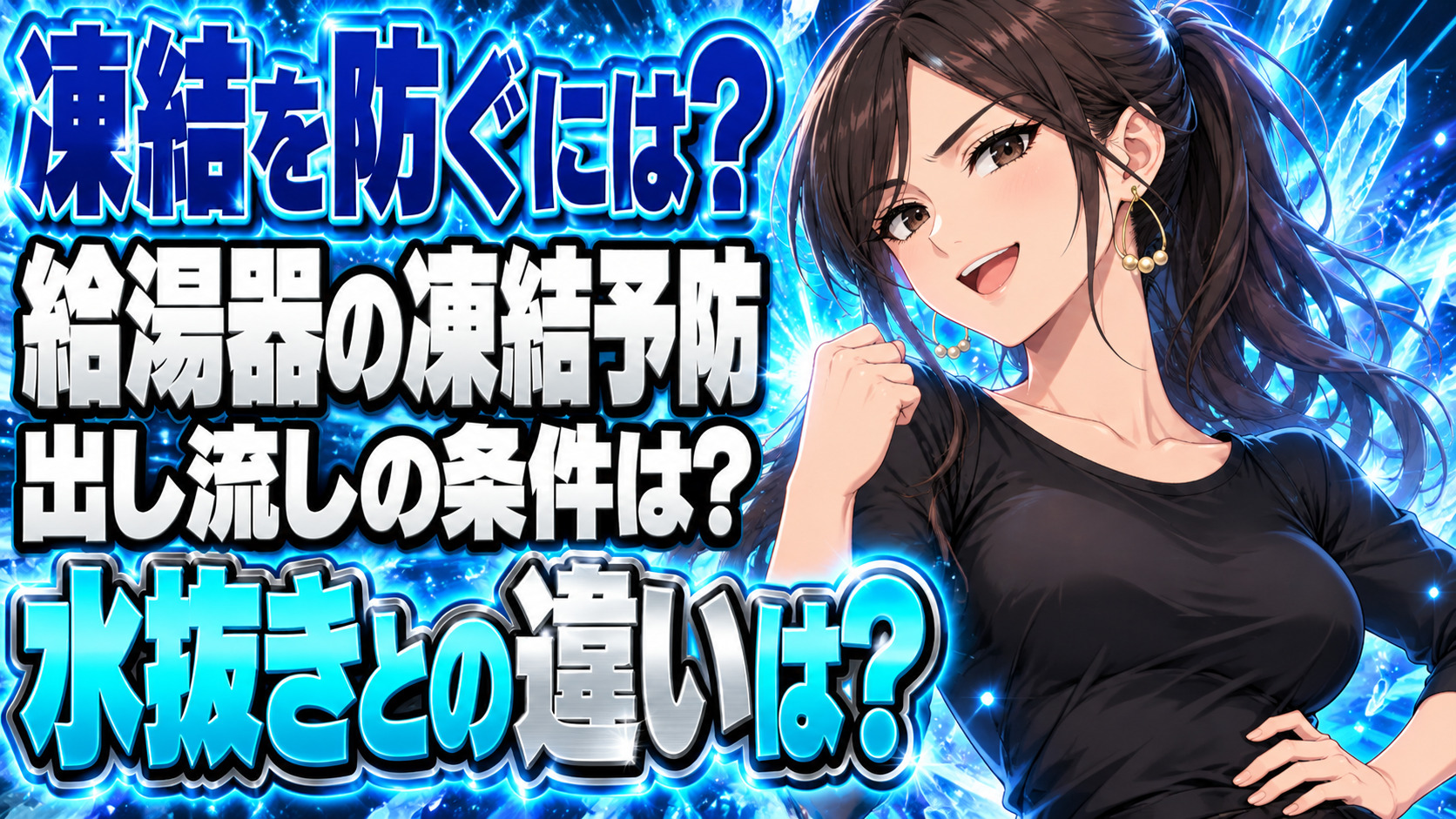給湯器の凍結予防、出し流しと水抜きはどう使い分ければいい？について説明する女性