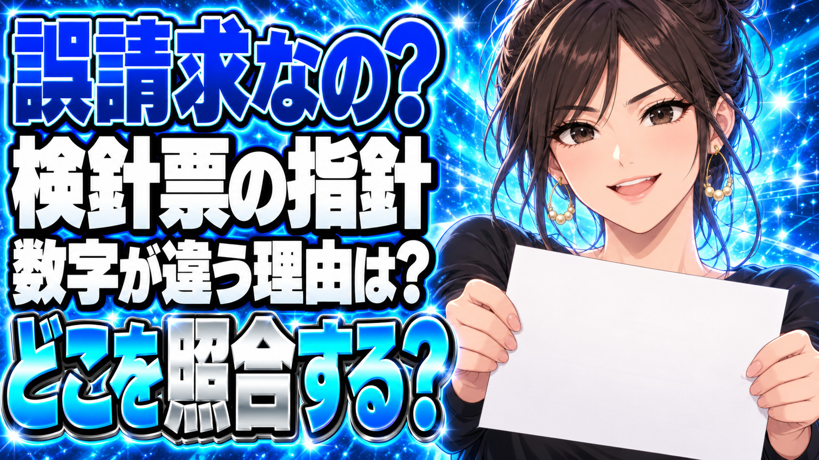 プロパンガスの検針票を開いて、指針が合わないのは誤請求？について説明する女性