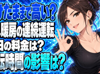 プロパンガスのファンヒーターやストーブを1日つけっぱなしにした料金をチェックについて説明する女性