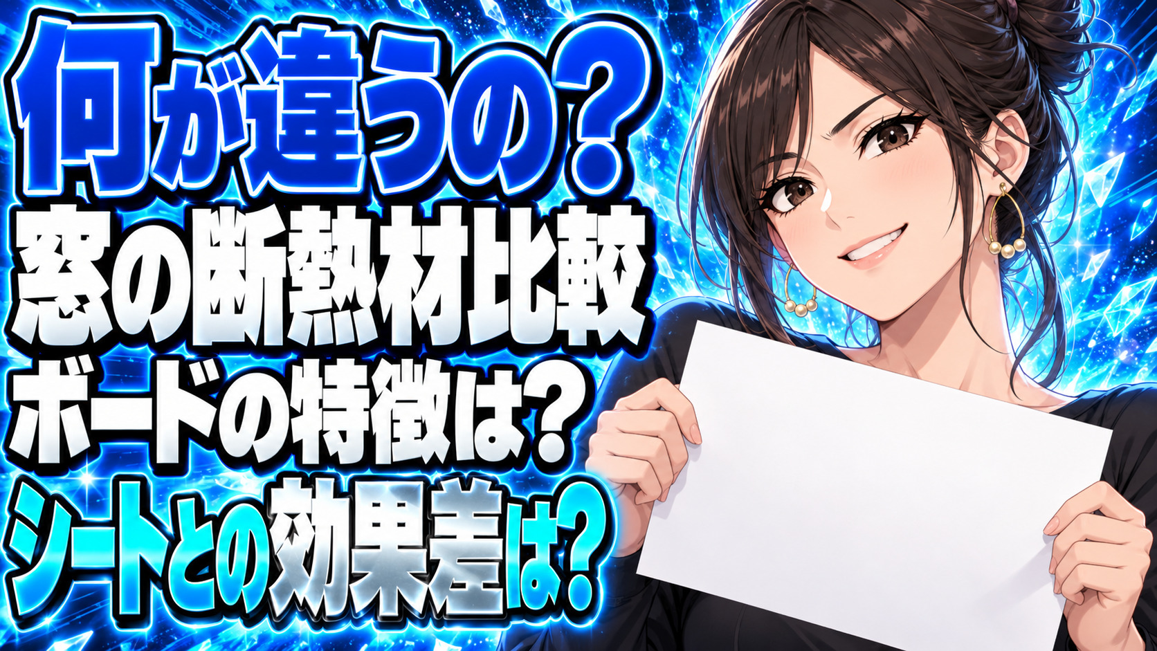 窓に貼る断熱ボードと断熱シートを比較！効果の違いとは？について説明する女性