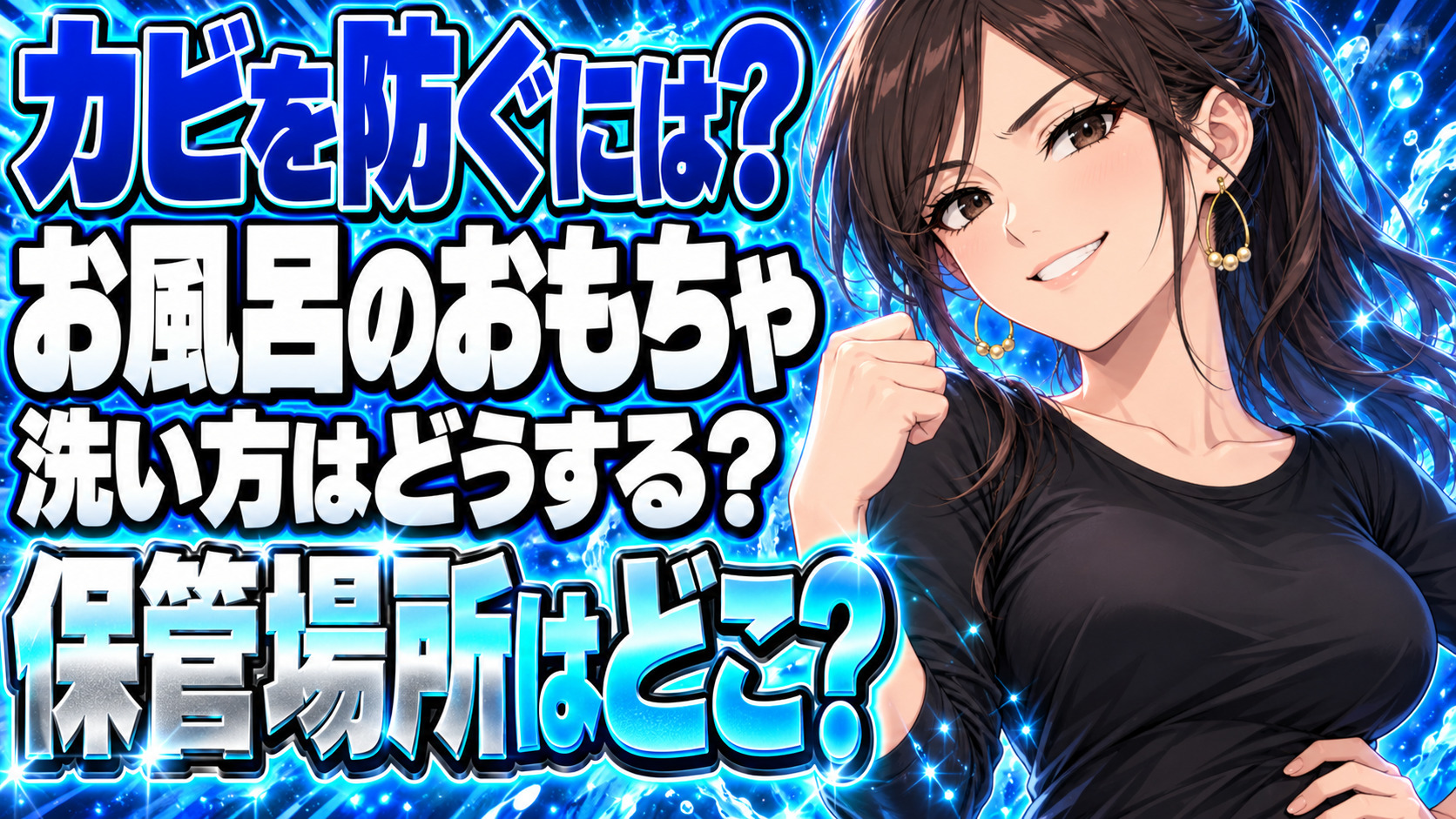 お風呂のおもちゃをカビ取り掃除！衛生的に遊んで保管する方法とは？について説明する女性