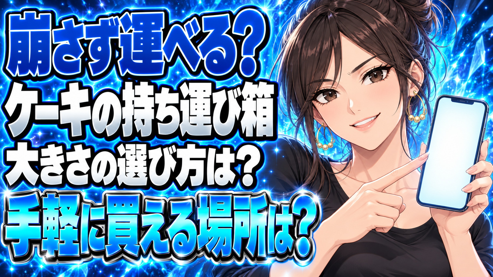 セリアやダイソーなど100均で買えるケーキ持ち運び用の箱をチェックについて説明する女性